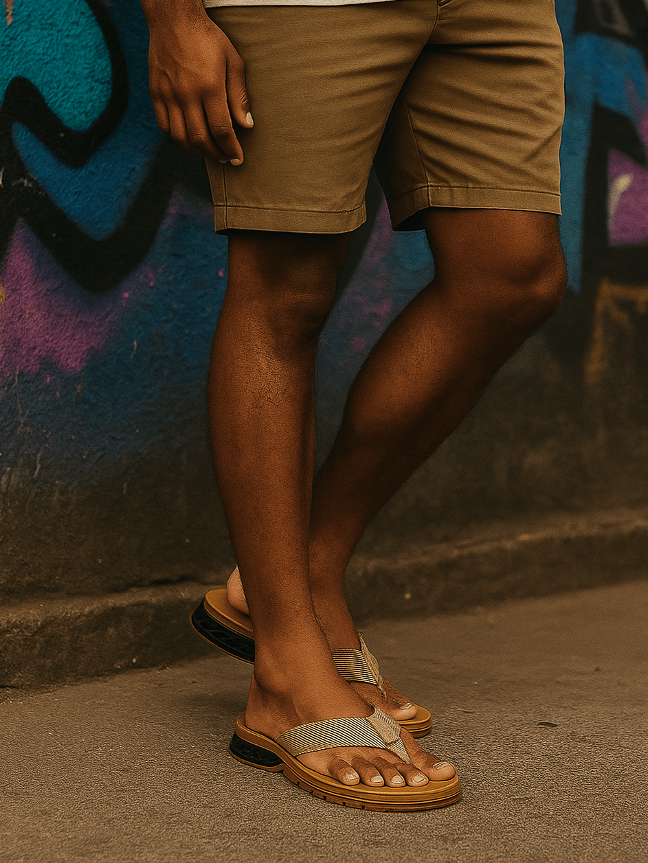 Men's Street Flip Flops, Soft Insole, Durable Sole, Urban Colors, Sizes 37 To 44, Comfortable - 駝色 - 查看 2