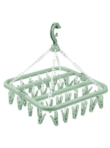 Suszarka do skarpet, wieszak na ubrania z 32 klipsami, wieszak na ubrania do wewnątrz i na zewnątrz, składana obrotowa suszarka do ubrań, odpowiednia do bielizny, skarpetek, małych części garderoby, do użytku na zewnątrz i na balkonie - oszczędzająca miejsce, bez zasilania, wisząca linka na ubrania, wieszak na ubrania, pralnia