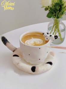 <和小伙伴一起快乐地啜饮>，可爱釉面3D猫咪咖啡杯带手柄，兔子攀爬陶瓷杯，大象陶瓷杯，企鹅拿铁艺术杯 回到学校 - 彩色 - 查看 3