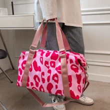 Travel Duffel Bag, Sports Tote Gym Bag With Wet And Dry Separation Compartment, Shoulder Weekender Overnight Bag For Women,Lightweight Carry On Personal Item Duffle Gym Bag For Travel, Airplanes, Sports - 粉色 - 查看 7