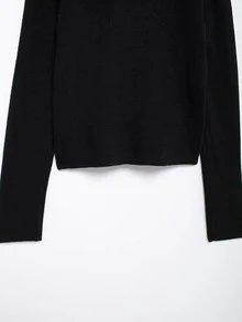 Seelio New Arrival Gold Button Accent Knit Cardigan, Autumn/Spring - Black - View 5