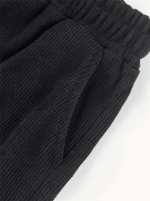 Tween Boy Casual Straight Leg Corduroy Wide Leg Pants, Spring/Autumn - Black - View 4
