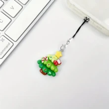 DIY圣诞树手机挂绳 创意手机挂件挂绳 手机链吊坠 书包小挂饰（挂绳和吊饰分开，随机发两条挂绳）