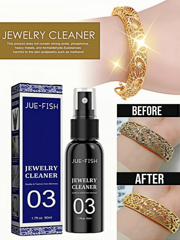 JUE FISH Jewelry Cleaning Solution - Cleans Diamonds, Necklaces, Gold. Jewelry Cleaning & Care Liquid For Gold, Silver, Pearls, Watches, Rings. Removes Tarnish, Prevents Oxidation. Also Used For Cleaning Gold, Silver Jewelry, Watches, Electronics. Diamond Ring Tarnish Remover