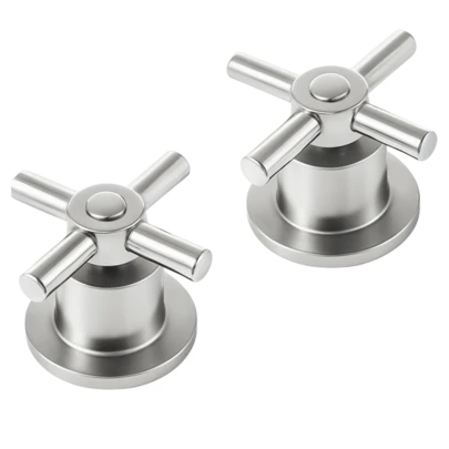 Manerales para Regadera - Juego de 2 Manerales tipo cruz con Chapeton - Metal Cromado - Control de Flujo - Resistencia a la corrosión - Fácil instalación