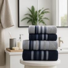 Bath Towel Set 4 Pieces 100% Cotton Thick Super Soft Terry Excellent Absorption New Premier Valletex - 黑色 - 查看 1