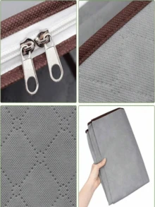 Classic Style Canvas Storage Box With Zipper - Multipurpose Non-Waterproof Rectangle Organizer For Clothes And Accessories, Under-Bed Storage - Multicolor - View 10