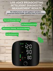 1 pezzo Monitor portatile per la pressione sanguigna da polso, misurazione ad alta precisione di frequenza cardiaca, polso e pressione sanguigna con un solo clic, controllo touch intelligente, display a schermo grande ad alta definizione, riproduzione vocale, fornito con custodia, disponibile in vari stili, comodo per viaggi, monitor pressione sanguigna domestico