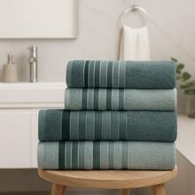 Bath Towel Set 4 Pieces 100% Cotton Thick Super Soft Terry Excellent Absorption New Premier Valletex - Green - View 1