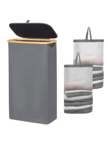 Giỏ đựng đồ giặt bằng tre 75L có nắp - Bao gồm 2 túi đựng đồ giặt có thể tháo rời, Giỏ đựng quần áo bẩn có thể gấp lại, Giỏ đựng quần áo bẩn dung tích cực lớn, Giỏ đựng quần áo bẩn nghệ thuật bằng vải có thể gấp lại, Hộp đựng đồ giặt gia đình, Giỏ đựng đồ giặt - Nhiều màu - Xem 4