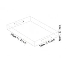 Large Acrylic Tray With Handle, Transparent Acrylic Tray For Holding Food, Drinks, Snacks And Appetizers, Rectangular Tray, Coffee Table Tray, Acrylic Makeup Storage Box