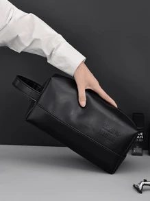 Bolsa de viaje impermeable para artículos de tocador para hombres, organizador de maquillaje portátil con cremallera, bolsos de mano con costura retro de PU, bolsa de aseo de gran capacidad para viajes de negocios