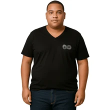 Men's Basic Plus Size T-Shirt Sizes P To G8 Viscolycra Mesh Fabric With V-Neckline - Black - View 1