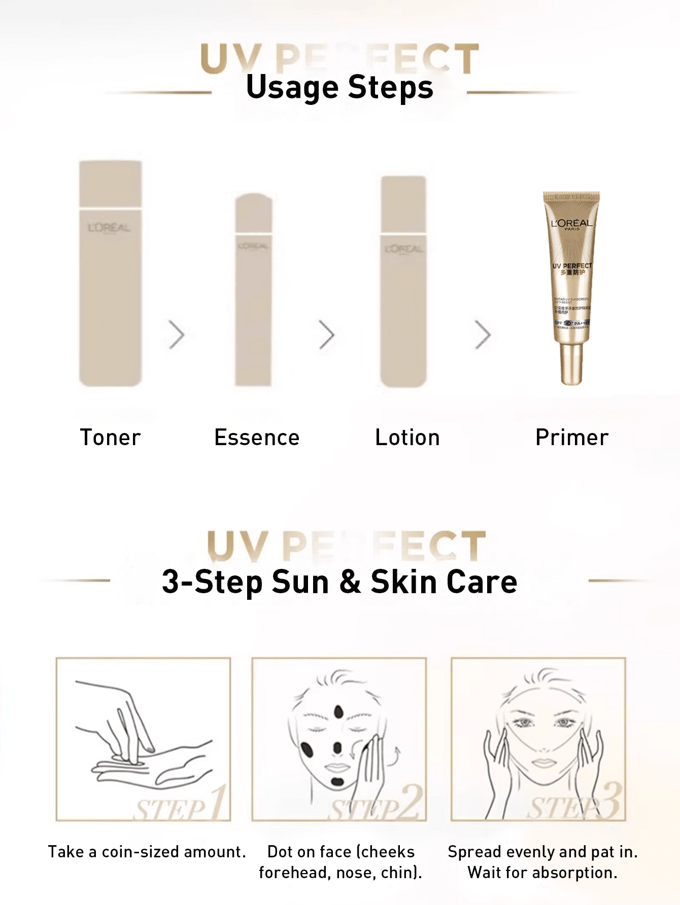 L’Oreal Paris 2支15毫升UV完美金色管状防晒霜，广谱防护，高SPF值，适合日常/户外使用，防水，控油，轻盈保湿，富含维生素E和天然植物提取物。 - 新多重防護隔離霜外禦小樣 - 查看 8