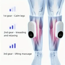 无线腿部按摩器，三种模式，包括气压按摩和加热，提供加热小腿和足部按摩，三种强度可调，单腿适用，2000mAh电池 - 彩色 - 查看 5