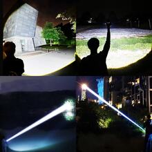 便携式 30W LED 手电筒大功率超远距离伸缩变焦手电筒 5 种模式照明多功能 USB 充电长端照明高光使用 18650/26650 电池荧光灯极具吸引力户外露营和钓鱼工作手电筒 - 黑色 - 查看 4