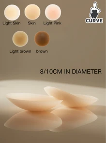 1 Pair Plus Size Silicone Invisible Nipple(8/10cm) Covers Pasties For Party Events - Khaki - View 2