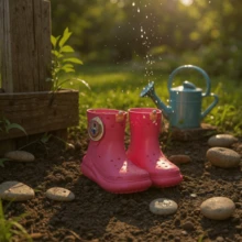 Kid's Rain Boots - Pink - View 1
