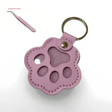 1pc Creative Pet Hair Memorial Keychain – Cat & Dog Fur Keepsake Pendant | Cute Leather Keepsake Box (PU Leather Paw Print/Heart Shape) | Valentine's Day/Christmas/Halloween/Thanksgiving/Mother's Day Gift
