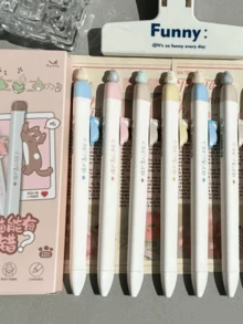 4支装可爱猫咪中性笔，创意猫咪造型高性价比中性笔，鸟形压花签名笔，0.5mm速干学生考试答题办公黑色笔，返校季 - 貓咪小鳥中性筆 - 查看 6