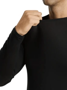 Two Sets Of Men's Thermal Underwear, Round-Neck Tops, Soft And Warm, Long-Sleeved Pullovers, Suitable For Cold Weather (Black)