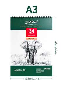 دفتر رسم سبيرال مقوى 1 قطعة، دفتر رسم مائي سميك مقوى 24 ورقة (78 رطل/160 جم/م2) A3/A4/A5، ورق رسم فني خالي من الحمض مناسب للرسم والرسم بالألوان المائية للبالغين والفنانين المبتدئين، هدية عيد الأم، لوازم مدرسية