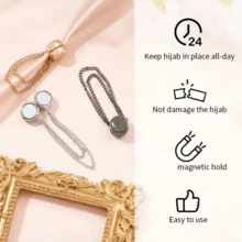 2/4/6/8/10pcs Multi-Functional Magnetic Clips, New Magnetic Clips, Strong Magnetic Scarf Clips With Chain, Shirt Clips, Fashion Accessories For Tightening T-Shirt Hem, Neckline Hem And Pant Hem, Halloween Decor