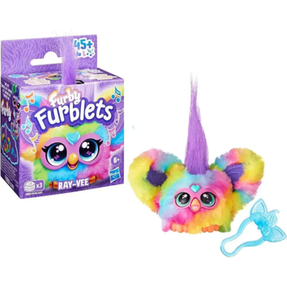 Furblets Ray-Vee Mini Friend, Over 45 Sound Effects, Electronic Music And Furbish Phrases, Electronic Plush Doll, Rainbow Color, Back To School Gift, Suitable For Children 6 Years Old And Above