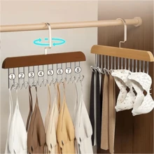 Sturdy Wooden Belt Hanger With 360 " Swivel Hook And Solid Wood Construction For Belts, Bras,Hats And Vests-Ideal For Wardrobes, Dorm Rooms And Apartments - 混合顏色 - 查看 3