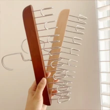 Sturdy Wooden Belt Hanger With 360 " Swivel Hook And Solid Wood Construction For Belts, Bras,Hats And Vests-Ideal For Wardrobes, Dorm Rooms And Apartments - 混合顏色 - 查看 9