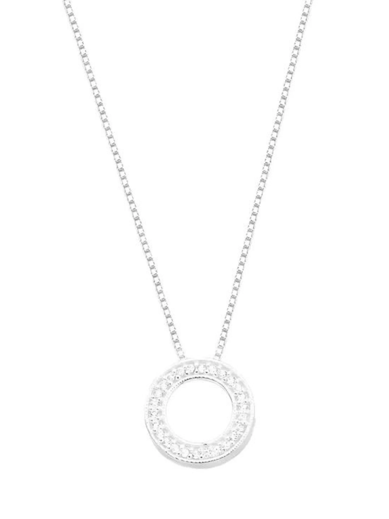 Circle Necklace Studded With Zirconia Crystal 925 Sterling Silver - Bạc - Xem 1