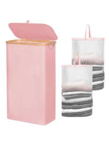 Giỏ đựng đồ giặt bằng tre 75L có nắp - Bao gồm 2 túi đựng đồ giặt có thể tháo rời, Giỏ đựng quần áo bẩn có thể gấp lại, Giỏ đựng quần áo bẩn dung tích cực lớn, Giỏ đựng quần áo bẩn nghệ thuật bằng vải có thể gấp lại, Hộp đựng đồ giặt gia đình, Giỏ đựng đồ giặt - Nhiều màu - Xem 12