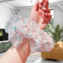 1 件全新泡沫纱布发圈，小巧清新的花朵发饰，清新高端质感，森林风发圈发带 - 彩色 - 查看 3