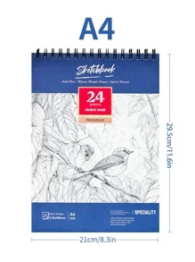 دفتر رسم سبيرال مقوى 1 قطعة، دفتر رسم مائي سميك مقوى 24 ورقة (78 رطل/160 جم/م2) A3/A4/A5، ورق رسم فني خالي من الحمض مناسب للرسم والرسم بالألوان المائية للبالغين والفنانين المبتدئين، هدية عيد الأم، لوازم مدرسية