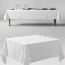1Pc White Wrinkle-Resistant Polyester Tablecloth - Halloween Christmas Birthday Party Decor, White Table Cover For Outdoor Picnics, Weddings, Camping, Kitchen