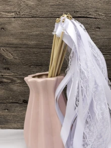 6Pcs/SetMagic Wand Ribbon Pulling Flower With Bell - Christmas, Wedding, New Year's Party, Concert, And Birthday Decoration, Perfectly Creating A Dreamy Atmosphere, Essential For Princess Parties - Multicolor - View 2