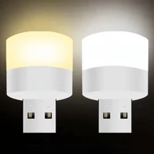 2pcs/6pcs/10pcs USB Night Light, Student Dormitory Bedroom Bedside Emergency Portable Eye-Caring Mini LED Round Lamp