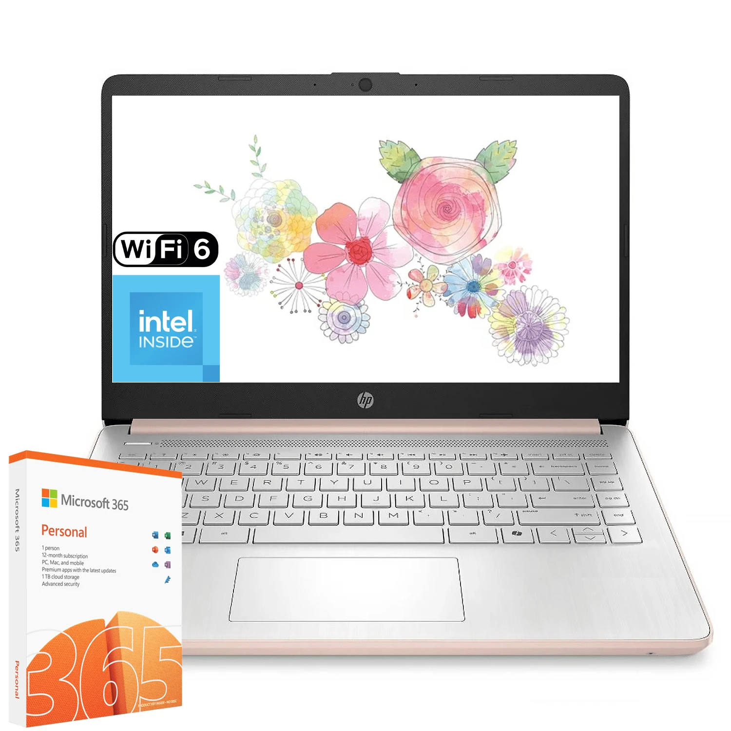 HP 14" HD Business Laptop, Processor N150, 4GB RAM, 128GB UFS, Wi-Fi 6, Fast Charge, Windows 11 Home With 1-Year 365, Pale Rose Gold - 淡玫瑰金 - 查看 1