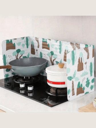 Aluminum Kitchen Splash Guard, Non-Stick Splash Guard, Kitchen Metal Splash Guard, Kitchen Gas Stove Insulation, Heat Resistant Oil Screen, Foldable, Essential Cooking Accessories, Non-Food Contact Oil And Heat Protection, Suitable For Gas Stoves, Cooking Protection, Countertop Protector