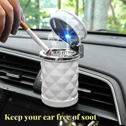 Car Led Ashtray With Lid, Multi-functional, Creative, Stylish And High-grade, Auto Interior Accessory