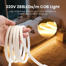1pc COB LED Light Strip, Suitable For Indoor/Outdoor Decoration, Kitchen, TV Backlight And Cabinet Lighting, 1m/5m/10m Indoor Neon Lighting, Applicable For Home, Commercial Spaces, Parties, Weddings, Cabinets, Ceilings, Landscape Decoration