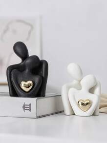 قطعة واحدة تمثال فني مطلي بالذهب بشكل قلب، ديكور لأزواج متعانقين، مناسب لديكور المنزل والغرفة والمكتب والطلاب، أفضل هدية، ديكورات الربيع والكريسماس، تخزين، ديكور الزفاف، ديكور المنزل، منظم المجوهرات، ديكورات الحفلات - متعدد الألوان - مشاهدة 2