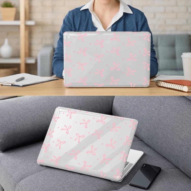 Transparent Bowknot Protective Case, Compatible With MacBook, Durable Plastic Hard Shell Protective Cover Compatible With Macbook Air Pro - Clear - View 9