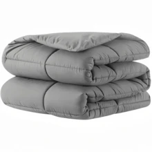 1pc Quilted Comforter - All Season Quilted Comforter, Polyester Fiber Filling, Bedding Comforter With Corner Loops - Grey - View 2