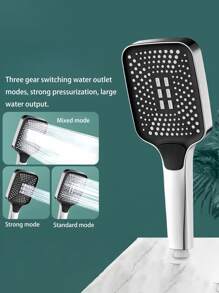1 件方形高压淋浴喷头，大出水孔，单手操作，高流量家用淋浴喷头，适用于淋浴房 - 銀色 - 查看 20