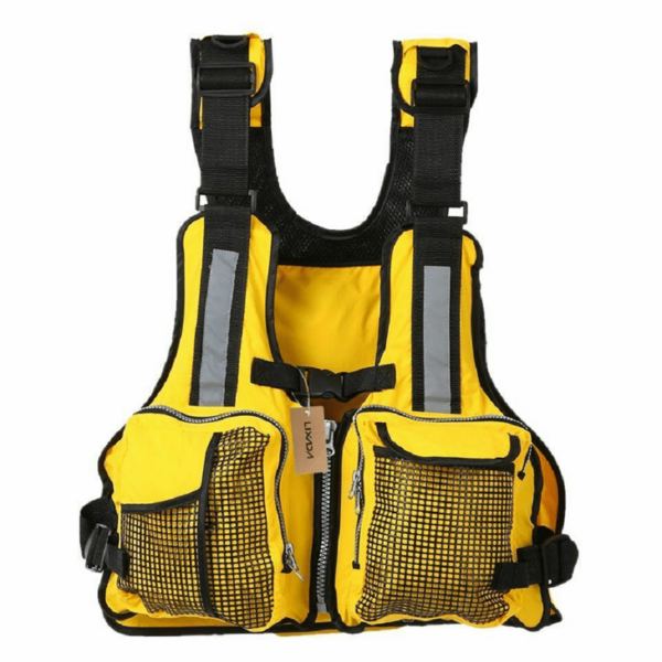 Adult Adjustable Life Jacket Vest Multi Pockets Buoyancy Sailing Reflective Design Life Saver Tank Top