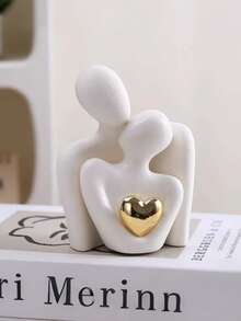 قطعة واحدة تمثال فني مطلي بالذهب بشكل قلب، ديكور لأزواج متعانقين، مناسب لديكور المنزل والغرفة والمكتب والطلاب، أفضل هدية، ديكورات الربيع والكريسماس، تخزين، ديكور الزفاف، ديكور المنزل، منظم المجوهرات، ديكورات الحفلات - متعدد الألوان - مشاهدة 3