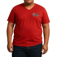 Men's Basic Plus Size T-Shirt Sizes P To G8 Viscolycra Mesh Fabric With V-Neckline - Red - View 1