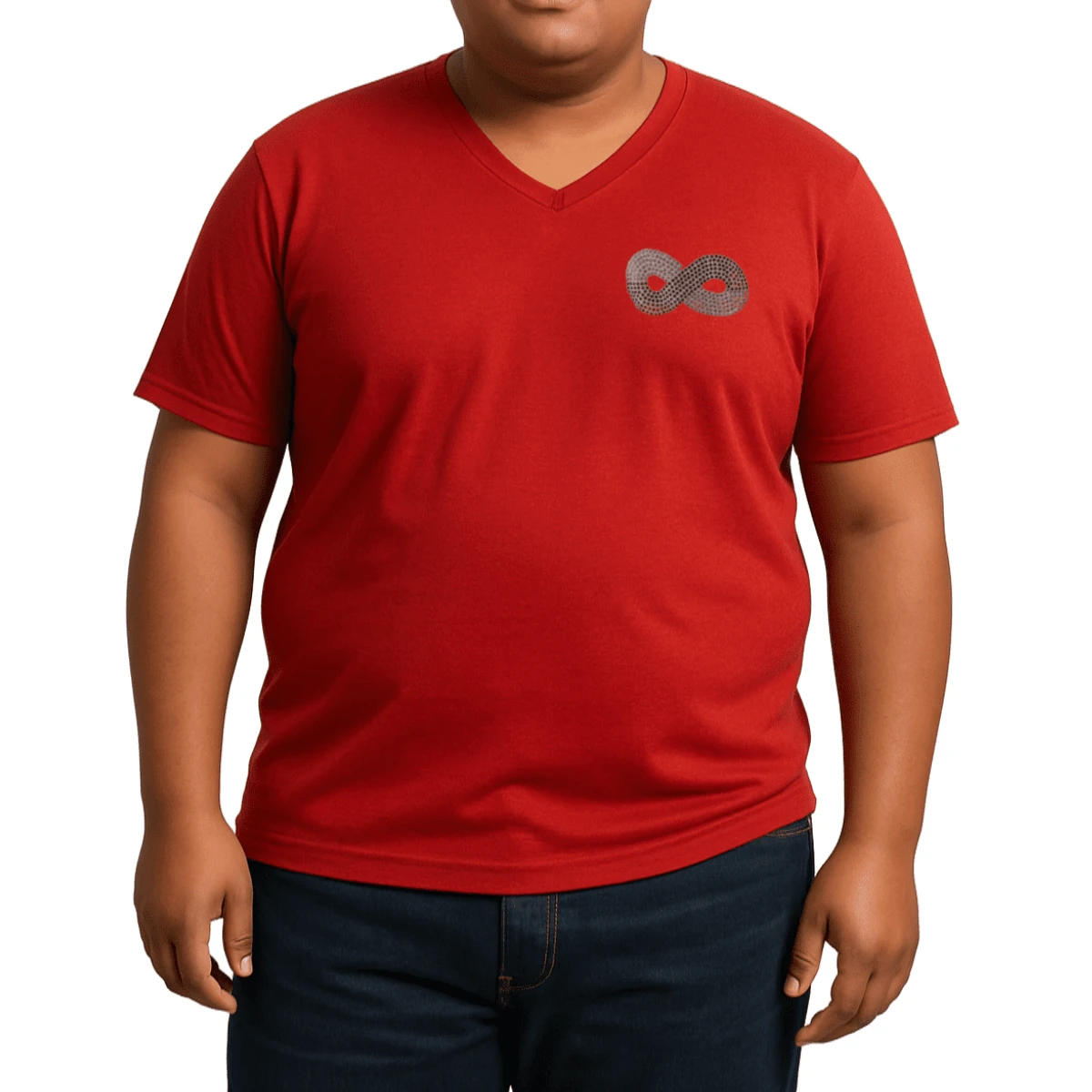 Men's Basic Plus Size T-Shirt Sizes P To G8 Viscolycra Mesh Fabric With V-Neckline - Red - View 1