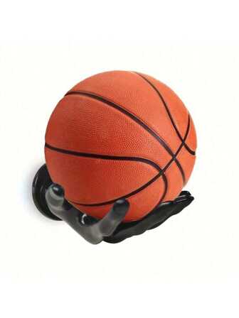 Supporto da parete per pallacanestro in polimero ad alto indice di rifrazione, diametro 2,5 pollici, di colore nero, per lo stoccaggio degli sport con un design salva-spazio, adatto per palestra domestica, sala giochi e garage, regalo ideale per uomini e appassionati di sport, decorazione da parete per sport, design elegante, struttura